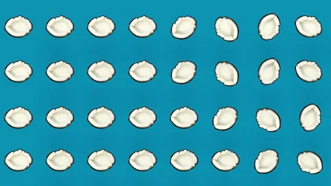 Colorful pattern of coconuts. Top view. Minimal tropical fruit summer concept Stockbeeldmateriaal 167485804