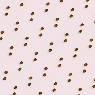 Colorful pattern of coffee beans on light pink background. Top view. Flat lay Stock Photos