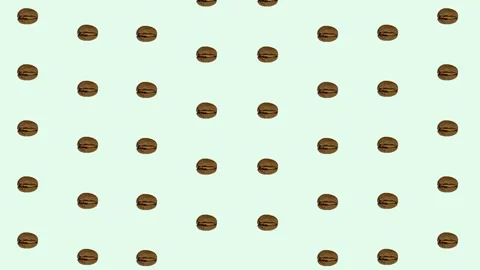 Colorful pattern of coffee beans. Seamless pattern with coffee bean. Top view Stock Footage 167484384