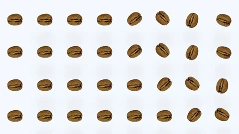 Colorful pattern of coffee beans. Seamless pattern with coffee bean. Top view Stock Footage 167485396