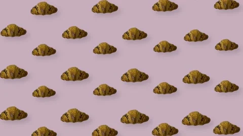 Colorful pattern of croissants on pink background. Seamless pattern with Stock-Footage 167486792