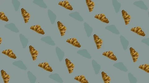 Colorful pattern of croissants. Seamless pattern with croissant. Top view Video stock 167484795