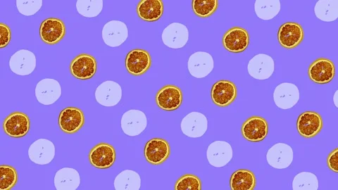Colorful pattern of dried grapefruit slices on purple background. Seamless 動画素材 167485009