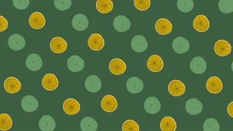 Colorful pattern of dried orange slices on green background. Seamless pattern Video stock 167484706