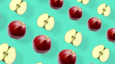 Colorful pattern of fresh apples. Top view. Seamless pattern with apple sliced Stockbeeldmateriaal 167486873