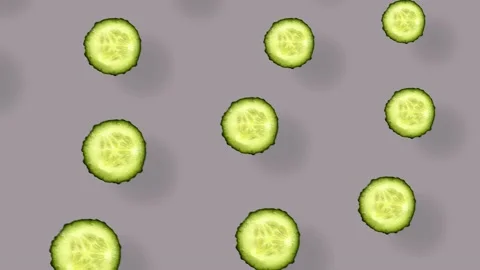 Colorful pattern of fresh cucumbers. Seamless pattern with cucumber slices Stock Footage 167486613