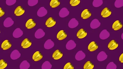 Colorful pattern of fresh orange persimmons on violet background. Top view Stock Footage 167476525