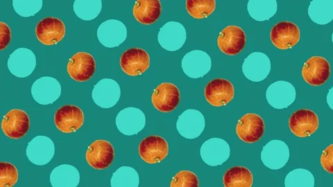 Colorful pattern of fresh orange pumpkins on green background. Seamless pattern Stock Footage 167484917