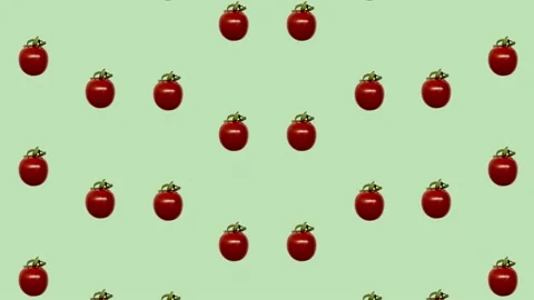 Colorful pattern of fresh red tomatoes. Seamless pattern with cherry tomato. Pop Stock Footage 167484312