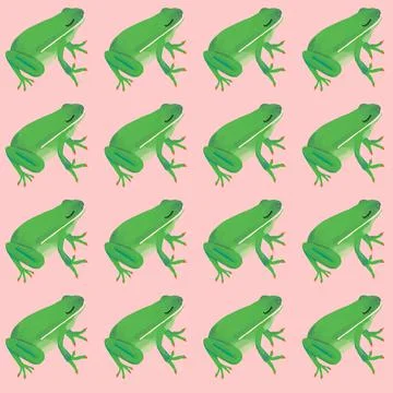 Colorful pattern with frogs on a pink background 写真素材