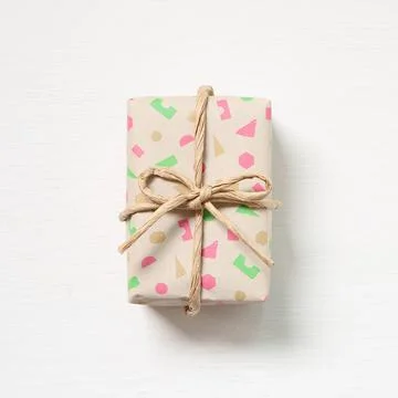 Colorful pattern gift box isolated on white background Stock Photos
