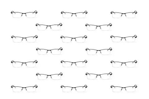 Colorful pattern of glasses on a white background top view Stock-Fotos