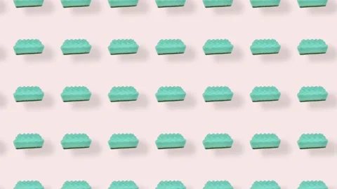 Colorful pattern of green kitchen sponges. Seamless pattern with sponge. Top Stock Footage 167487074