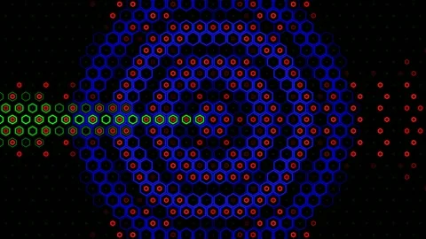 Colorful pattern with hexagonal shapes in blue and red hues Stock Footage 332908726