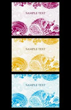 Colorful pattern invitations set 스톡 일러스트