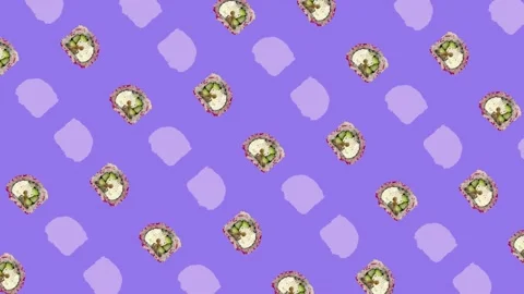 Colorful pattern of japanese sushi rolls on purple background. Seamless pattern Stock Footage 167484904