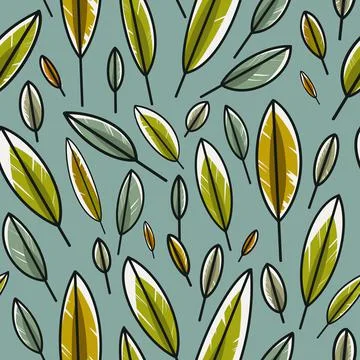 Colorful pattern of leaves isolated on a delicate background. Seamless feather Stock Illustration