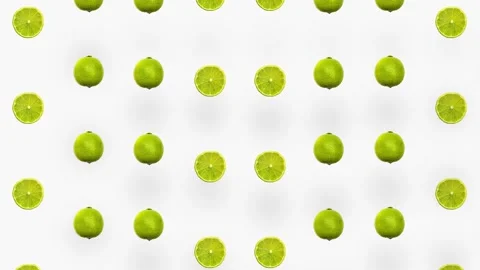 Colorful pattern of limes. Top view. Minimal tropical fruit summer concept Stock Footage 167484388
