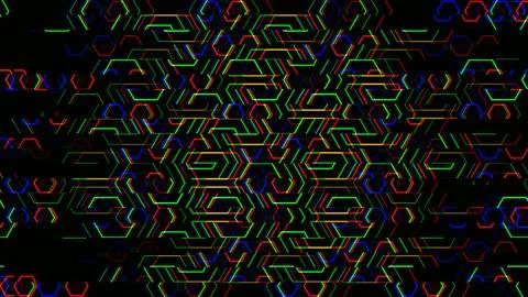 Colorful pattern of lines and shapes on a dark background 스톡 일러스트