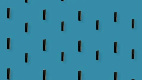 Colorful pattern of lipsticks on blue background. Seamless pattern with lipstick Video stock 167485017