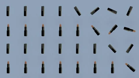 Colorful pattern of lipsticks. Seamless pattern with lipstick. Top view Stock Footage 167476694