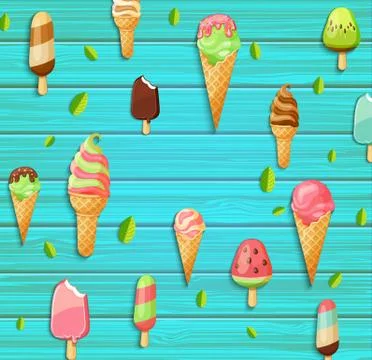 Colorful pattern made of ice cream. Stock-Illustration