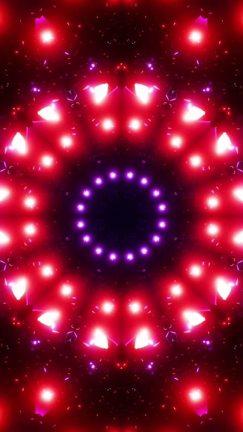 Colorful pattern with many small squares and dots in the center. Kaleidoscope VJ Stock Footage 314835201