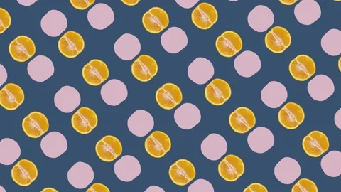 Colorful pattern of orange. Top view. Minimal tropical fruit concept. Seamless Video stock 167484991