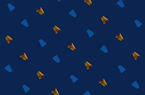 Colorful pattern of paper drinking cups on blue background. Top view. Flat lay Stock Photos