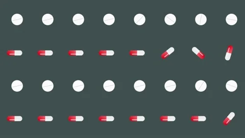 Colorful pattern of pills and capsules on dark background. Seamless pattern with Stock-Footage 169239160