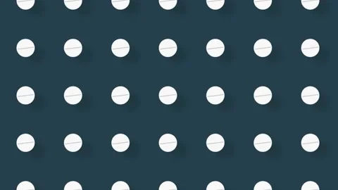 Colorful pattern of pills on green background with shadows. Seamless pattern Stock Footage 169239355