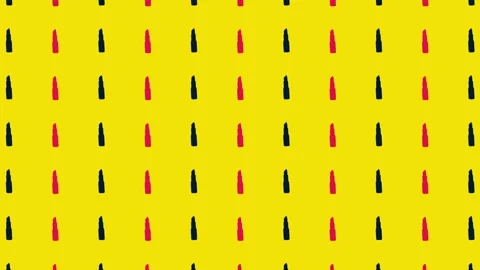 Colorful pattern of pink and black lipsticks on yellow background. Seamless Stock-Footage 167485763