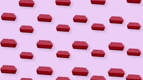 Colorful pattern of pink kitchen sponges on purple background. Seamless pattern Stock Footage 167486610