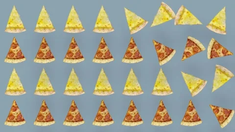 Colorful pattern of pizza isolated on grey background. Seamless pattern with 動画素材 167478510