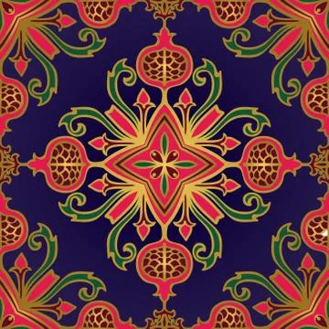 Colorful pattern with pomegranates. Stock Illustration