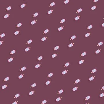 Colorful pattern of popsicles on burgundy background. Seamless pattern with ice Illustrazione stock