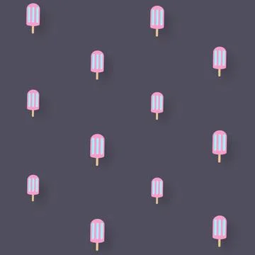 Colorful pattern of popsicles on grey background. Seamless pattern with ice Stock Illustration