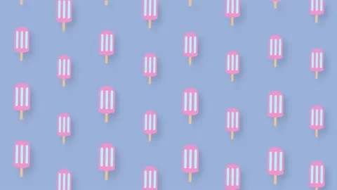 Colorful pattern of popsicles on pastel blue background with shadows. Seamless Stock Footage 169241723