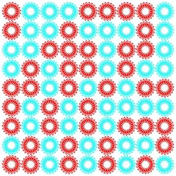 Colorful Pattern of Red and Blue Floral Designs on Transparent Background Stock Illustration