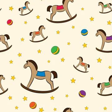 Colorful pattern with rocking-horses Stock-Illustration