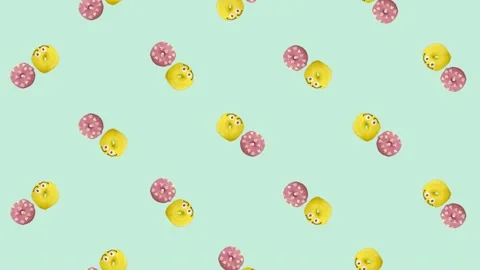 Colorful pattern of rotating donuts. Seamless pattern with donut. Doughnuts. Top Stock Footage 167488566