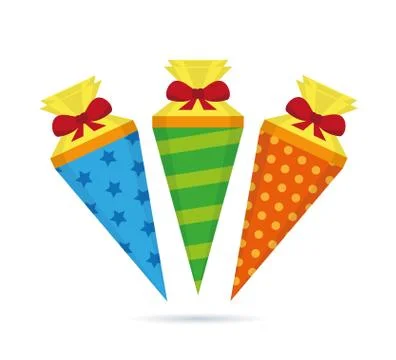Colorful pattern school cone set Stock Illustration