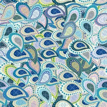 Colorful pattern. Seamless Flat design with abstract doodles on blue, neutral an Stock Illustration