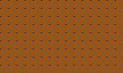 Colorful pattern of small birds on orange background Stock Illustration