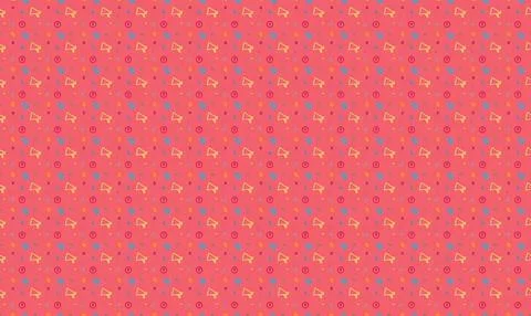 Colorful pattern with small hearts stars and shapes on pink background Stock Illustration