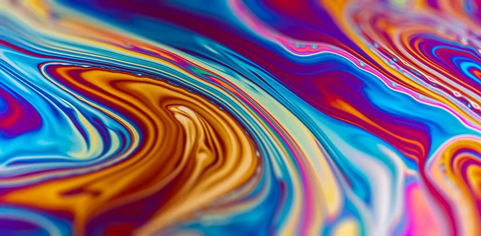 Colorful pattern of soap bubble, abstract close-up Stock Photos