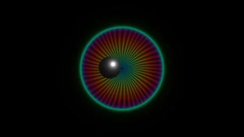 Colorful pattern with a sphere in the center on a black Stock Footage 338012485
