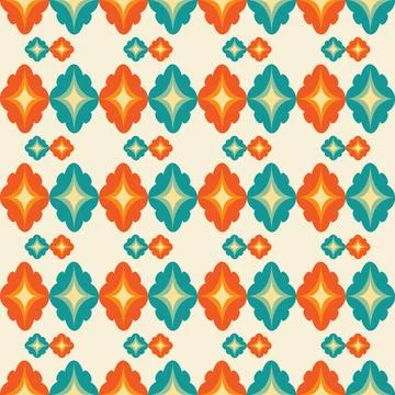 A colorful pattern of squares and triangles with a blue and green background Stock Illustration