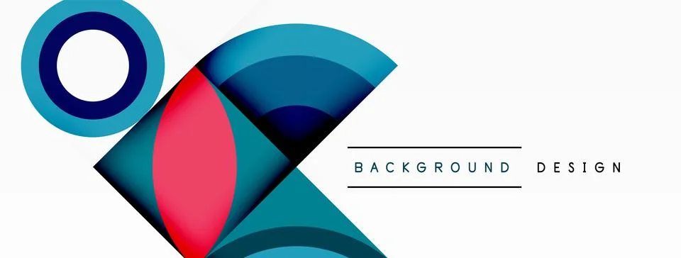 Colorful pattern of triangles and circles on electric blue background Stock Illustration