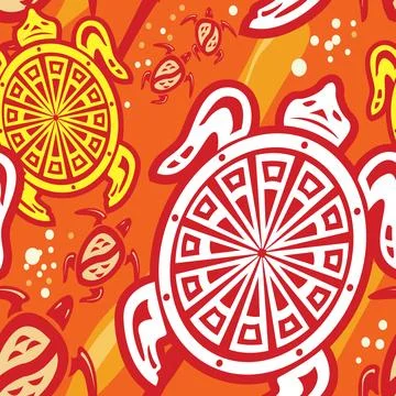 Colorful pattern with turtle Stock Illustration